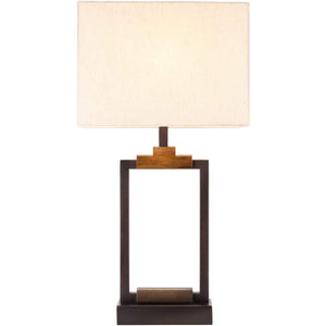 Surya Lilah LIH-001 Modern Table Lamp -Polished Metal and Wood Body - Fifth and Modern