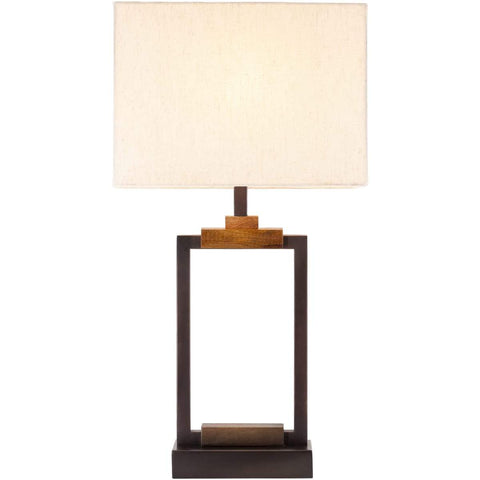 Surya Lilah LIH-001 Modern Table Lamp -Polished Metal and Wood Body - Fifth and Modern