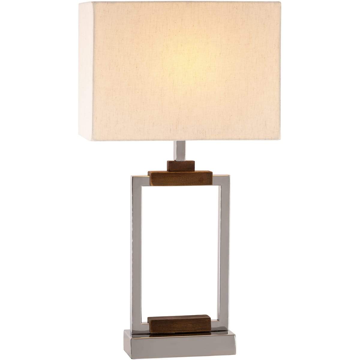 Surya Lilah LIH-002 Modern Table Lamp -Silver Metallic and Wood - Fifth and Modern