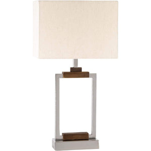 Surya Lilah LIH-002 Modern Table Lamp -Silver Metallic and Wood - Fifth and Modern