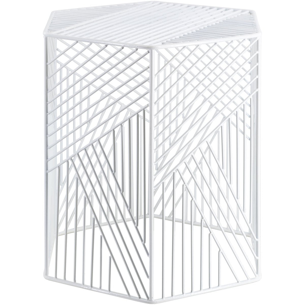 Surya Linear LIR-002 Modern Metal Accent Table -White - Fifth and Modern