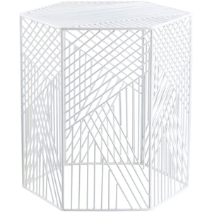 Surya Linear LIR-002 Modern Metal Accent Table -White - Fifth and Modern