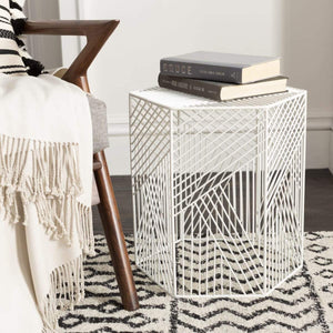 Surya Linear LIR-002 Modern Metal Accent Table -White - Fifth and Modern