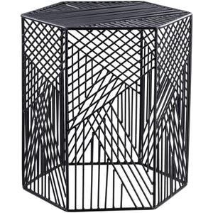 Surya Linear LIR-003 Modern Metal Accent Table -Black - Fifth and Modern