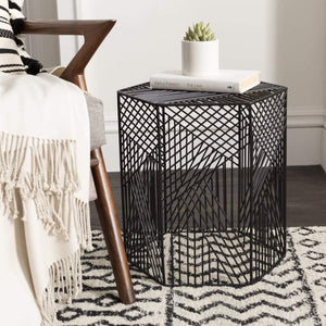 Surya Linear LIR-003 Modern Metal Accent Table -Black - Fifth and Modern