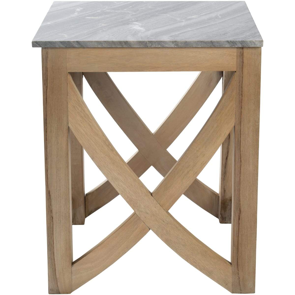 Surya Logan LOG-001 Transitional End Table -Handcrafted, Marble Top, Wood Base - Fifth and Modern