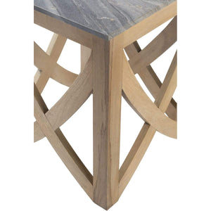 Surya Logan LOG-001 Transitional End Table -Handcrafted, Marble Top, Wood Base - Fifth and Modern