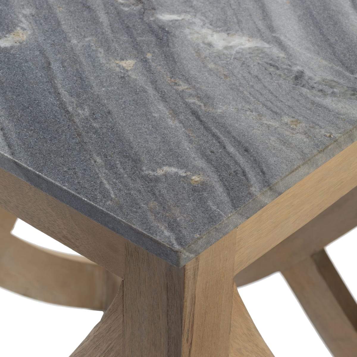 Surya Logan LOG-001 Transitional End Table -Handcrafted, Marble Top, Wood Base - Fifth and Modern