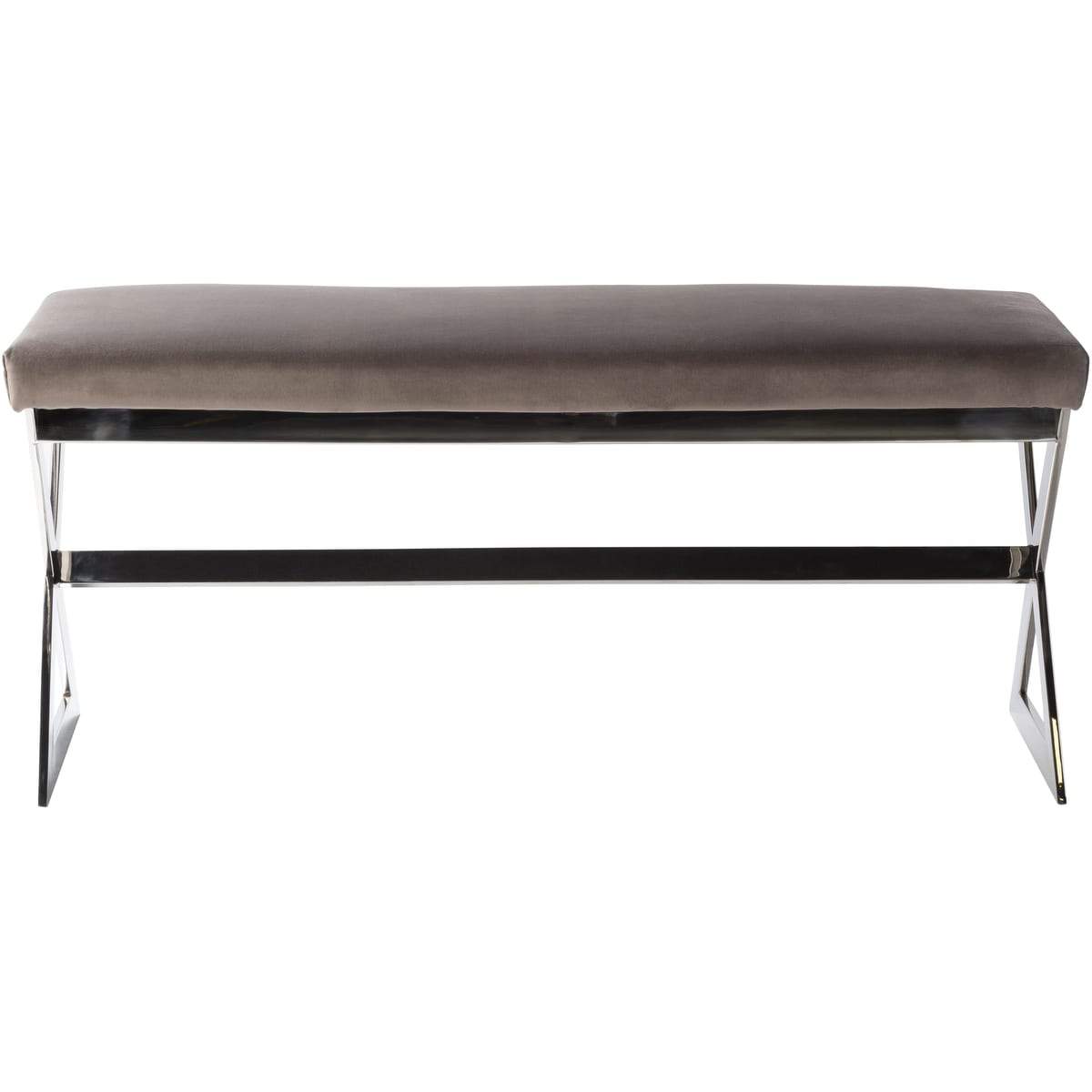 Surya Luster LST-001 Modern Upholstered Bench -Handcrafted, Medium Gray - Fifth and Modern