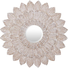 Surya Maneka MEK-003 Round Traditional Mirror -White Washed - Fifth and Modern