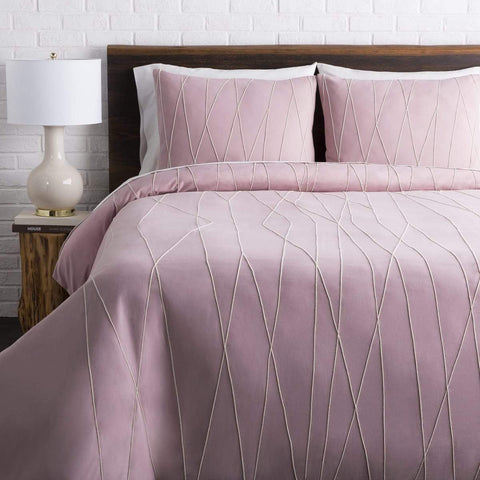 Surya Mio MIO-1001 Duvet Bedding Set -100% Cotton, Lilac, Cream - Fifth and Modern