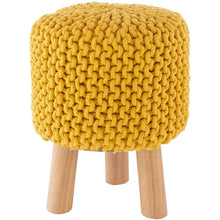 Surya Malmo MLM-002 Bohemian Stool, Footstool -Handcrafted, Cotton, Wood, Saffron - Fifth and Modern