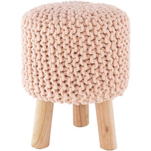 Surya Malmo MLM-003 Bohemian Stool, Footstool -Handcrafted, Cotton, Wood, Pale Pink - Fifth and Modern