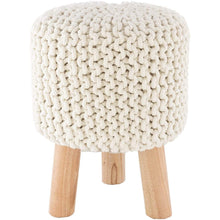 Surya Malmo MLM-005 Bohemian Stool, Footstool -Handcrafted, Cotton, Wood, Ivory - Fifth and Modern