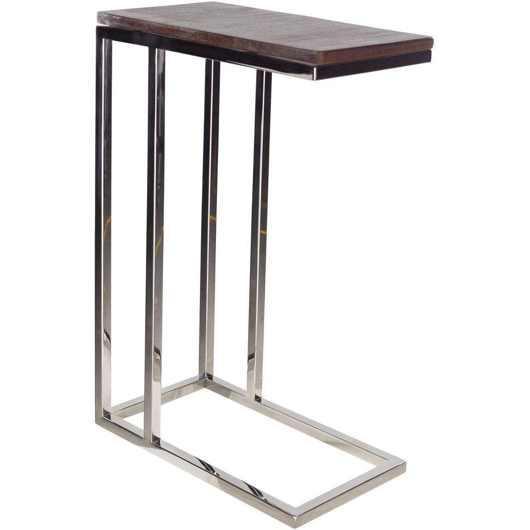 Surya Nicholas NIH-001 Modern End Table -Handcrafted, Wood Top, Silver Metal Base - Fifth and Modern