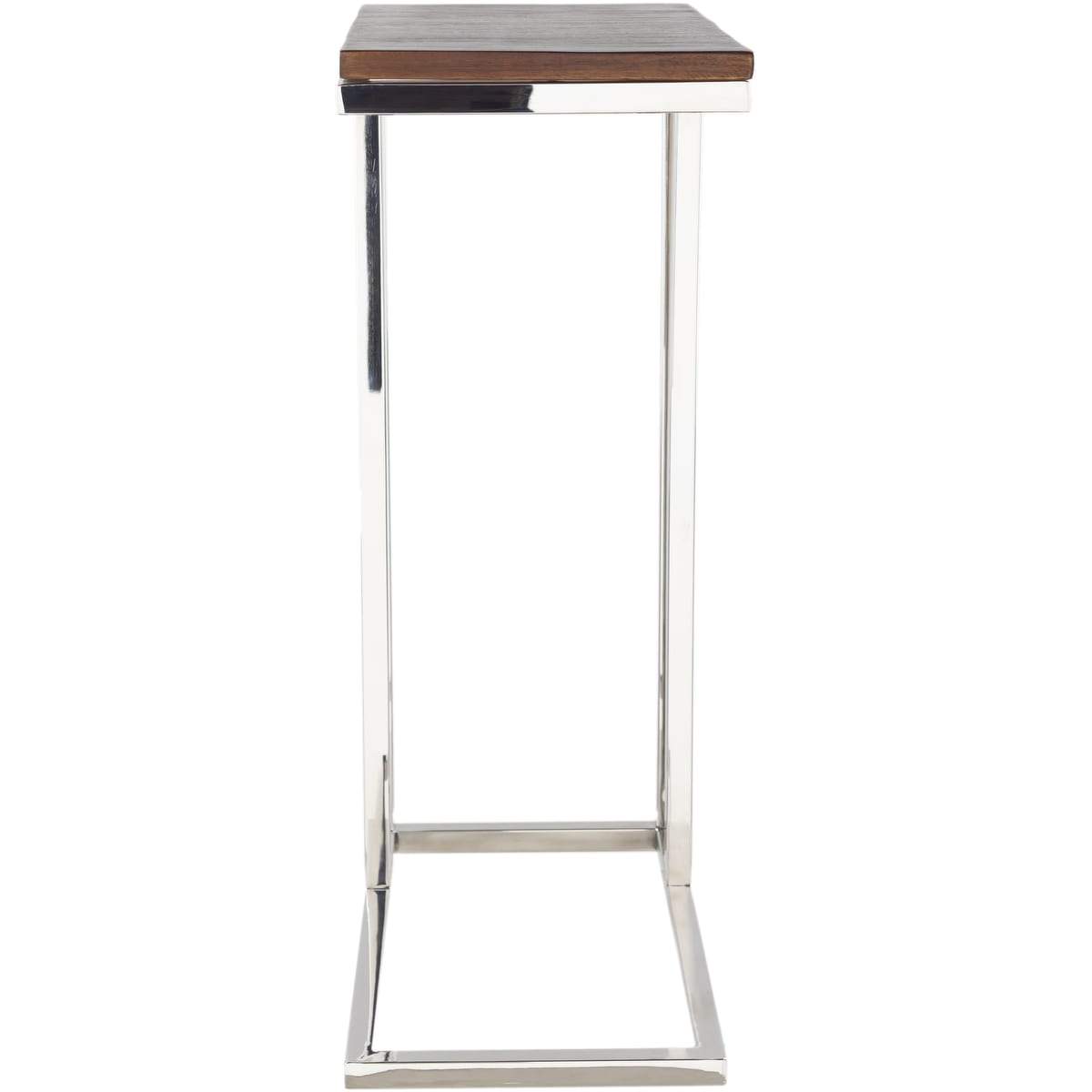 Surya Nicholas NIH-001 Modern End Table -Handcrafted, Wood Top, Silver Metal Base - Fifth and Modern