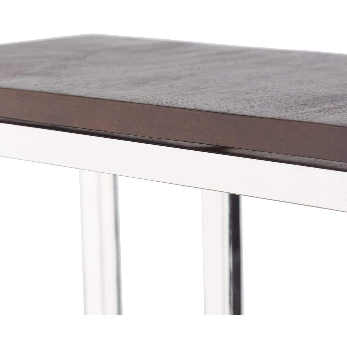 Surya Nicholas NIH-001 Modern End Table -Handcrafted, Wood Top, Silver Metal Base - Fifth and Modern