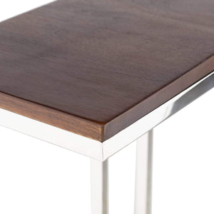 Surya Nicholas NIH-001 Modern End Table -Handcrafted, Wood Top, Silver Metal Base - Fifth and Modern