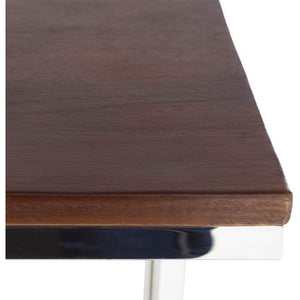 Surya Nicholas NIH-001 Modern End Table -Handcrafted, Wood Top, Silver Metal Base - Fifth and Modern