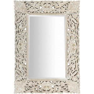 Surya Naomi NMI-001 Rectangle Updated Traditional Mirror With Beveled Glass -White - Fifth and Modern