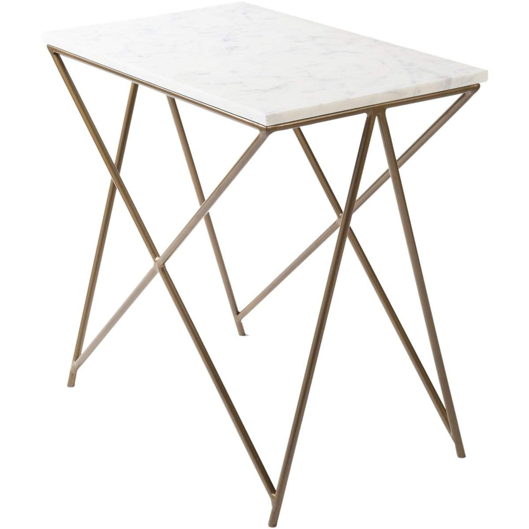 Surya Norah NRH-001 Modern End Table -Handcrafted, White Marble Top - Fifth and Modern