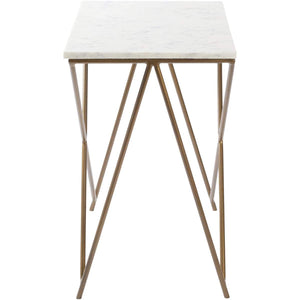 Surya Norah NRH-001 Modern End Table -Handcrafted, White Marble Top - Fifth and Modern