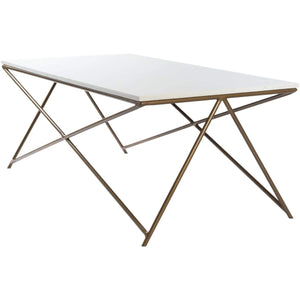 Surya Norah NRH-002 Handcrafted, Modern, Coffee Table -White Marble Top, Gold Metal Base - Fifth and Modern