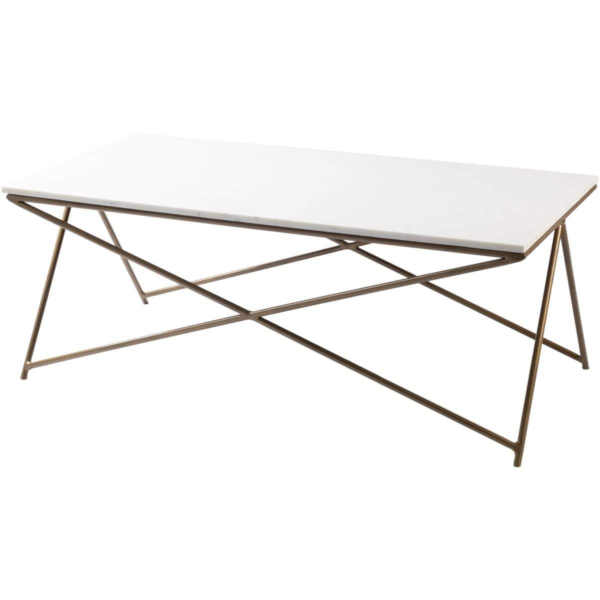 Surya Norah NRH-002 Handcrafted, Modern, Coffee Table -White Marble Top, Gold Metal Base - Fifth and Modern