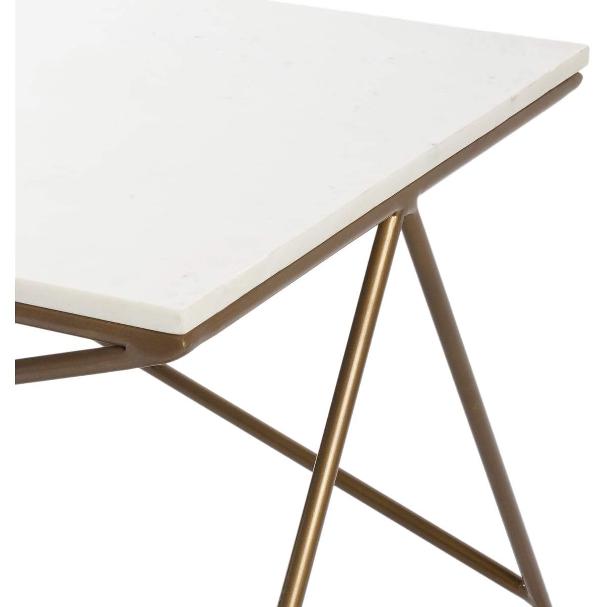 Surya Norah NRH-002 Handcrafted, Modern, Coffee Table -White Marble Top, Gold Metal Base - Fifth and Modern