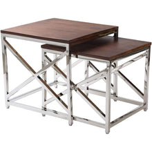 Surya Neville NVL-001 Transitional Nesting Table Set -Handcrafted, Wood Top - Fifth and Modern