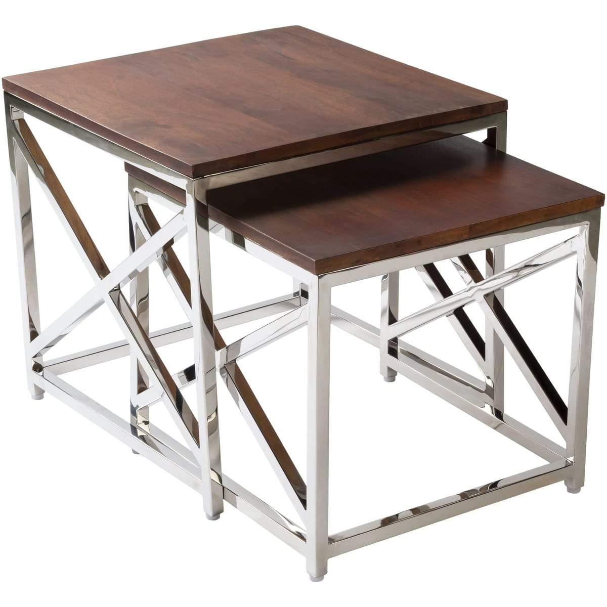 Surya Neville NVL-001 Transitional Nesting Table Set -Handcrafted, Wood Top - Fifth and Modern