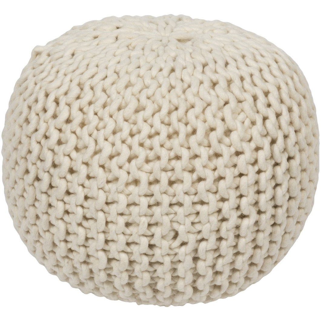 Surya DeSoto POUF-78 Pouf -Hand-Knitted Wool, Tan - Fifth and Modern