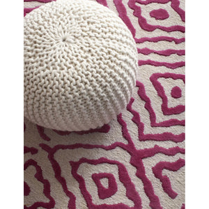 Surya DeSoto POUF-78 Pouf -Hand-Knitted Wool, Tan - Fifth and Modern