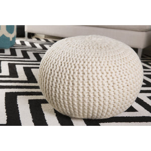 Surya DeSoto POUF-78 Pouf -Hand-Knitted Wool, Tan - Fifth and Modern