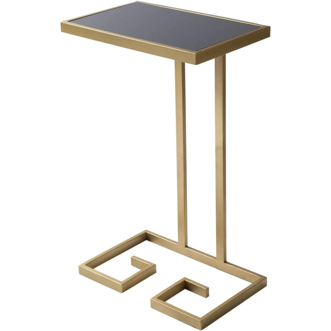 Surya Parisian PSI-002 Modern End Table -Handcrafted, Black Glass Top - Fifth and Modern