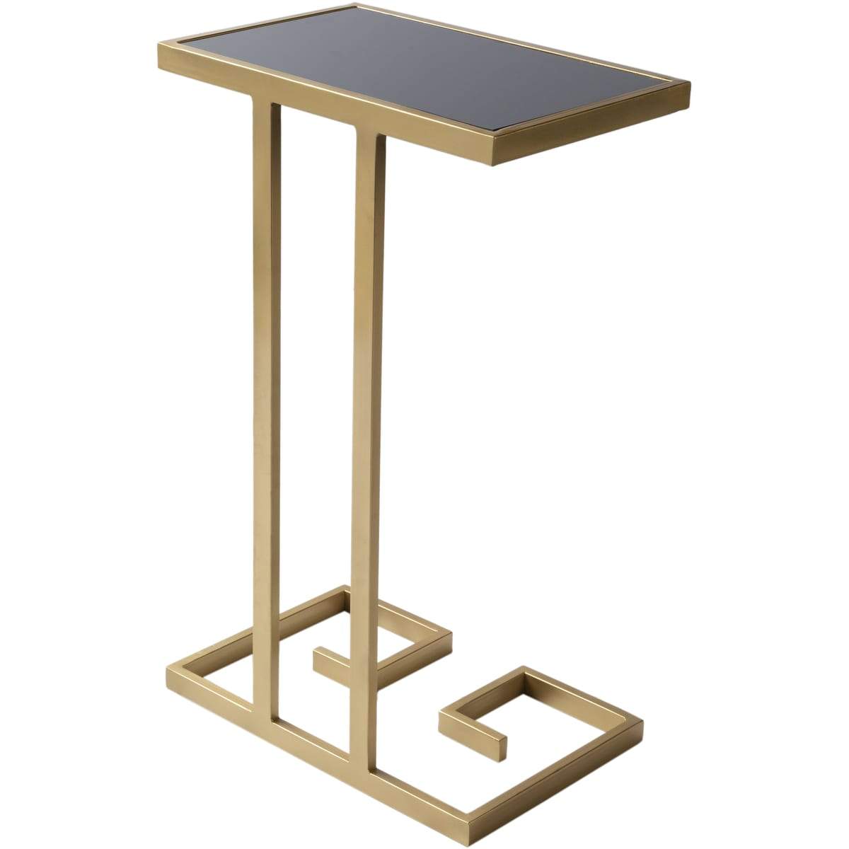 Surya Parisian PSI-002 Modern End Table -Handcrafted, Black Glass Top - Fifth and Modern