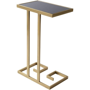 Surya Parisian PSI-002 Modern End Table -Handcrafted, Black Glass Top - Fifth and Modern