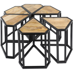 Surya Petal PTL-001 Modern Center Table -Handcrafted, Mango Wood Top - Fifth and Modern