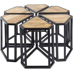 Surya Petal PTL-001 Modern Center Table -Handcrafted, Mango Wood Top - Fifth and Modern