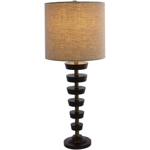 Surya Rosco RCO-001 Modern Table Lamp -Wood body & Antiqued Brass Finish - Fifth and Modern