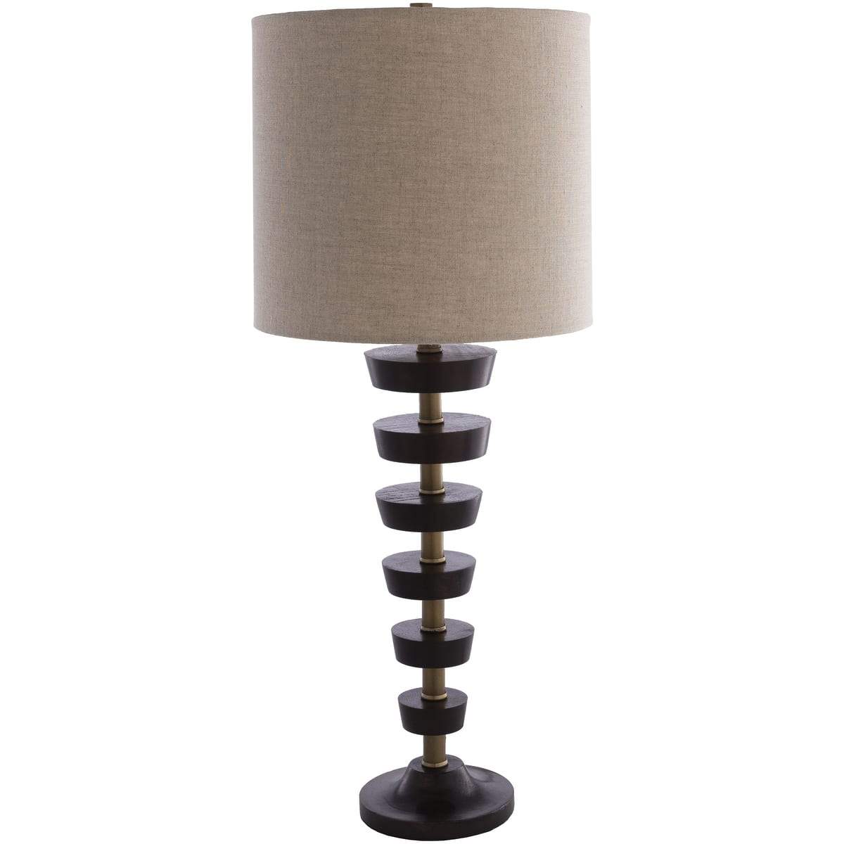 Surya Rosco RCO-001 Modern Table Lamp -Wood body & Antiqued Brass Finish - Fifth and Modern