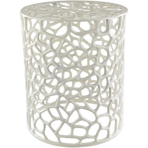 Surya Risa RIS-001 Modern End Table -Metal, White - Fifth and Modern