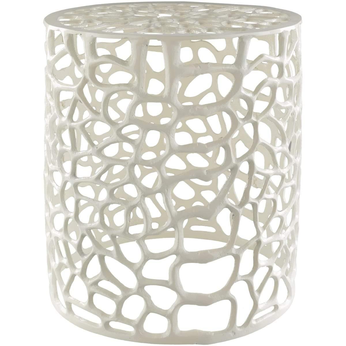 Surya Risa RIS-001 Modern End Table -Metal, White - Fifth and Modern