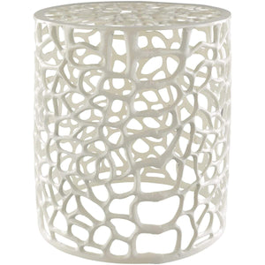 Surya Risa RIS-001 Modern End Table -Metal, White - Fifth and Modern