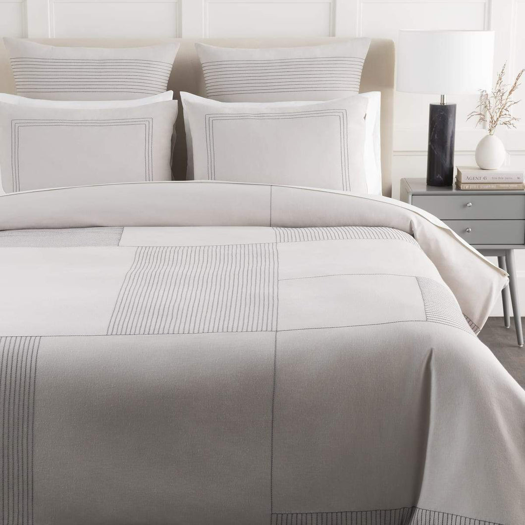 Surya Rhythm RTM-1000 Duvet Bedding Set -100% Cotton, Light Gray, Charcoal - Fifth and Modern