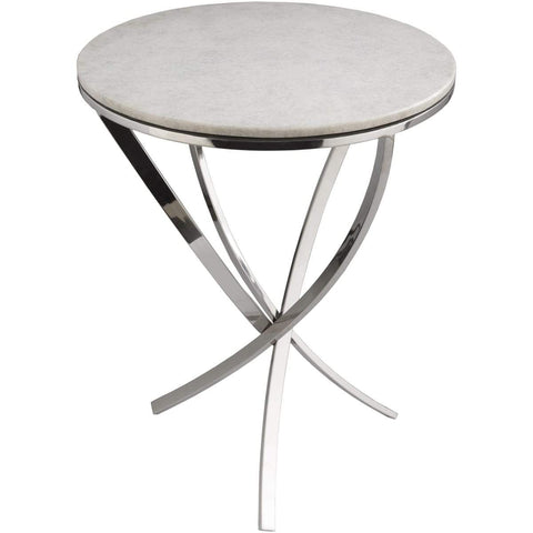 Surya Ryan RYA-001 Modern End Table -Marble Top, White/Silver - Fifth and Modern