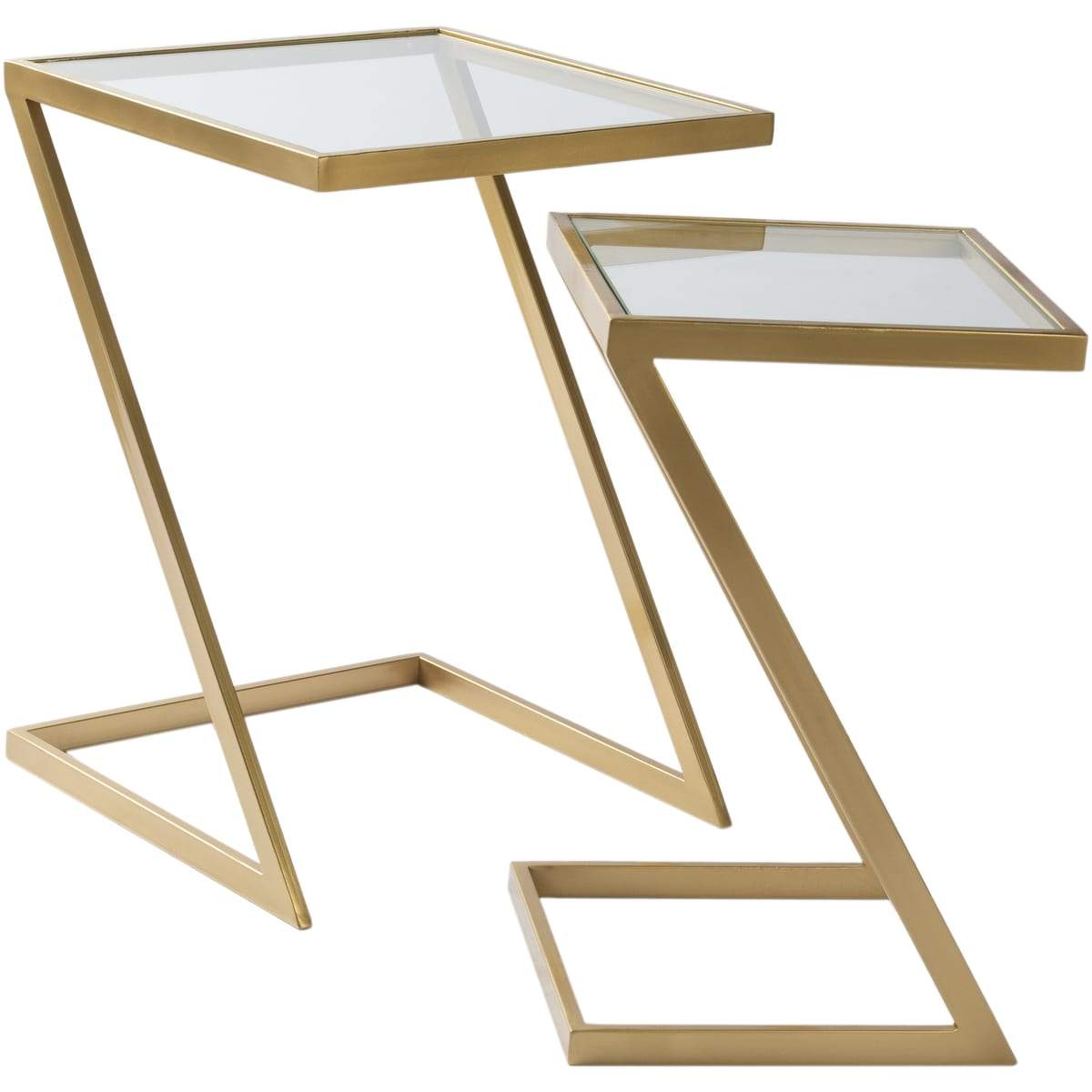 Surya Sia SIA-001 Modern Nesting Table Set -Glass Top, Metal Base - Fifth and Modern