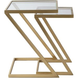 Surya Sia SIA-001 Modern Nesting Table Set -Glass Top, Metal Base - Fifth and Modern