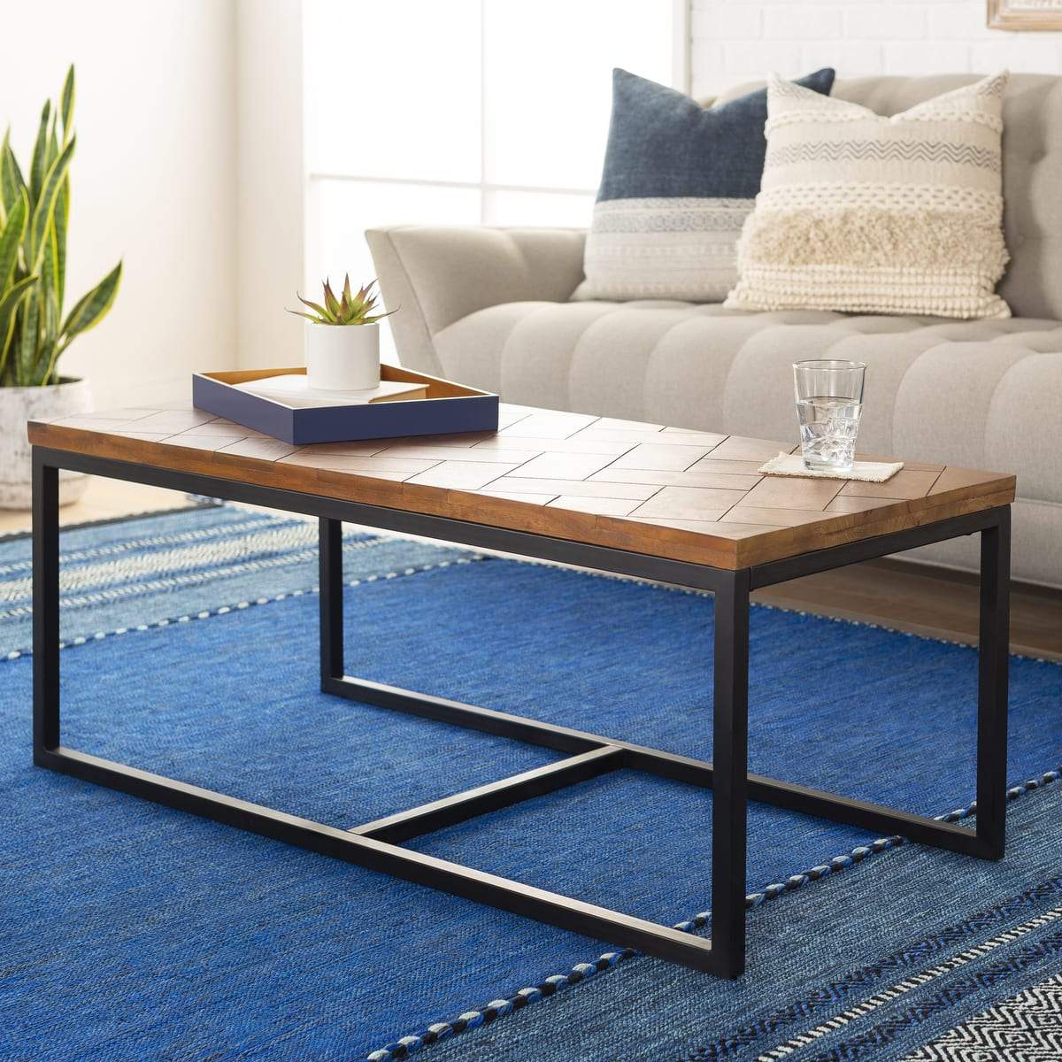 Surya Stratford SRA-001 Transitional Center / Coffee Table -Handcrafted, Wood Top - Fifth and Modern