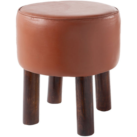 Surya Tariq TAR-001 Traditional Leather, Footstool Stool -Handcrafted, Terracotta color - Fifth and Modern